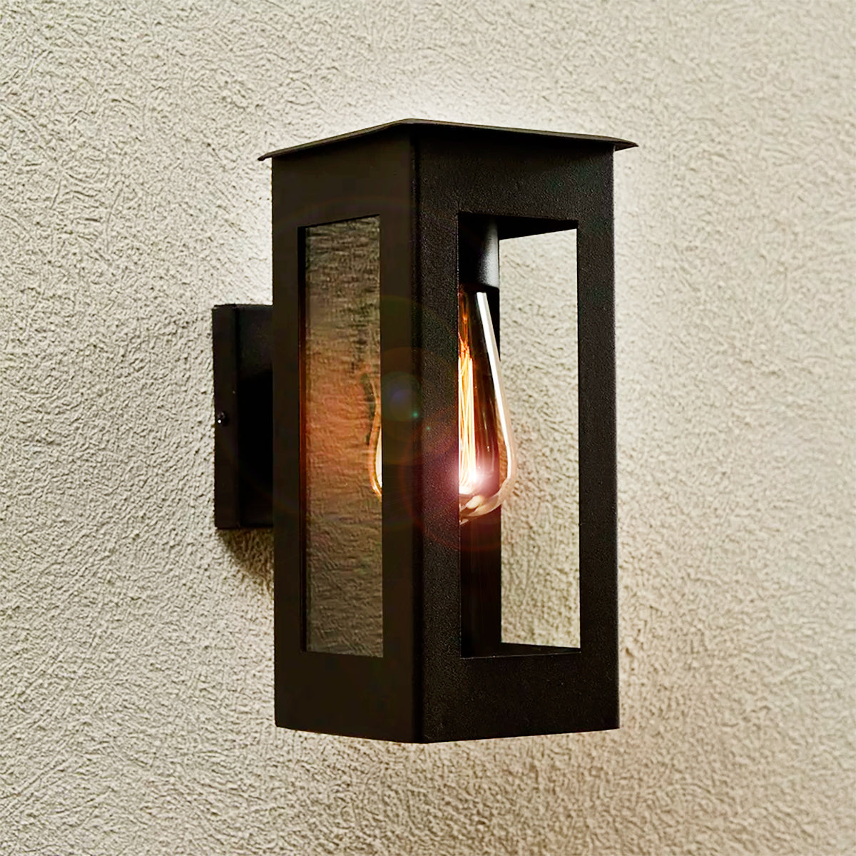 Modern Farmhouse Iron Wall Lantern - Metal Outdoor Wall Light Sconce For Porch Patio Yard, Front Door - Exterior Led Lamp - Garden Lighting