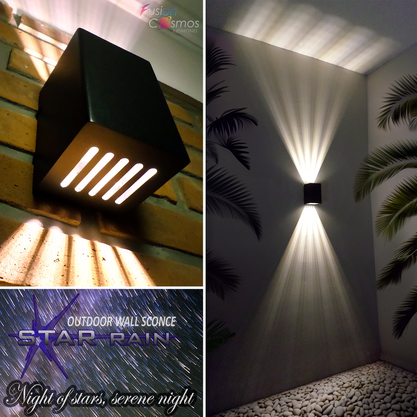 Wall Sconce With 9 Shooting Star Effects for Outdoor and Indoor - Modern Waterproof Light Fixture - Garage Porch Patio Door Lighting Apt Led