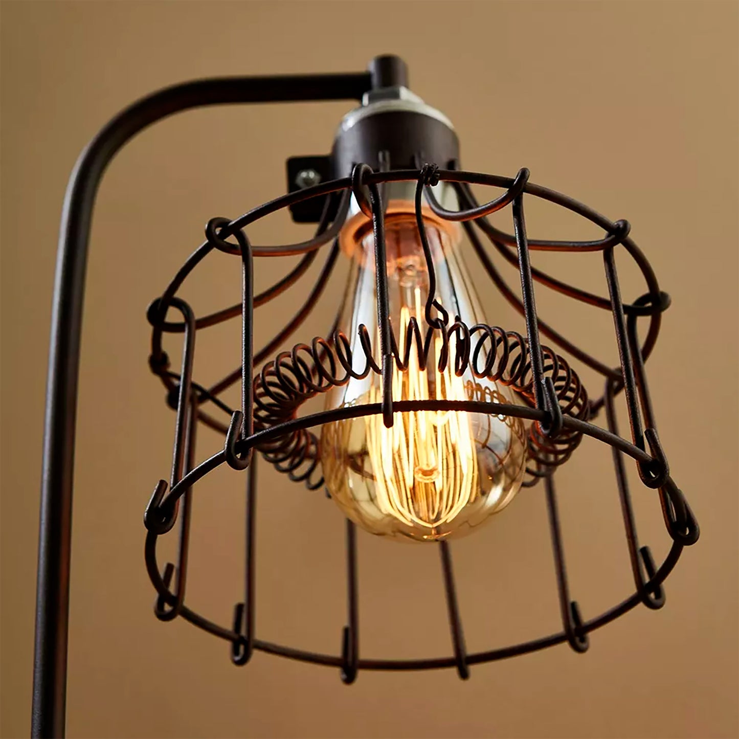 Vintage Wire Cage Desk Lamp Rust Color - Rustic Farmhouse Handmade Antique Design Light - Office Retro Decor Industrial Edison E26/E27