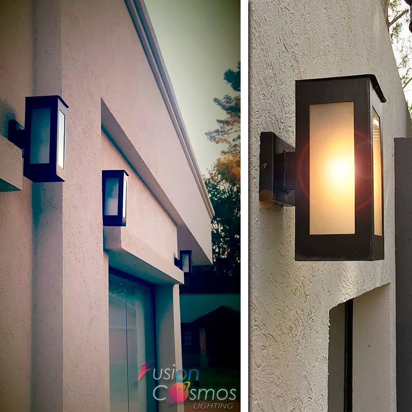 Modern Farmhouse Frosted Glass Wall Sconce - Metal Outdoor Wall Light Lantern For Porch Patio Yard, Front Door Lamp - Garden Led Waterproof