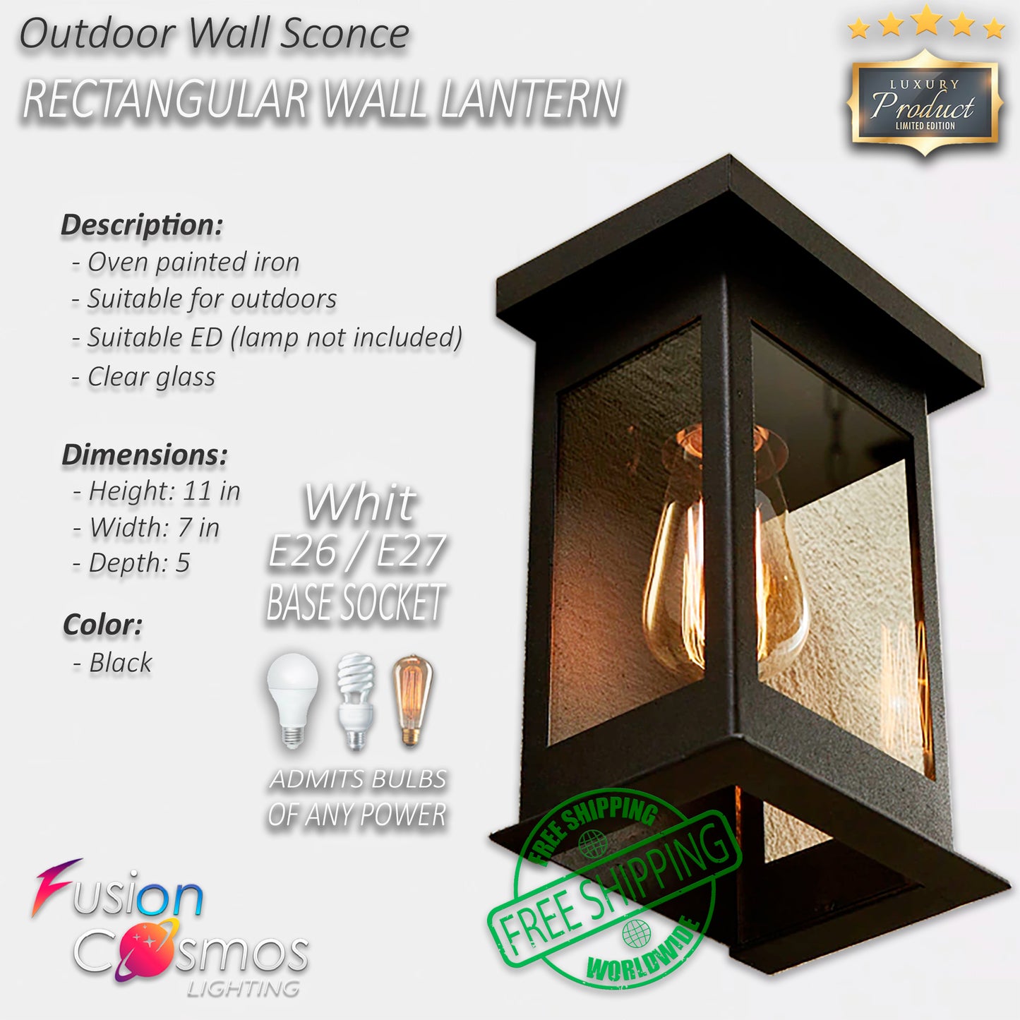 Modern Japanese Style Wall Sconce - Iron Metal Farmhouse Wall Lantern Porch Patio Yard Garden Exterior Outdoor - Minimalist Light Fixture