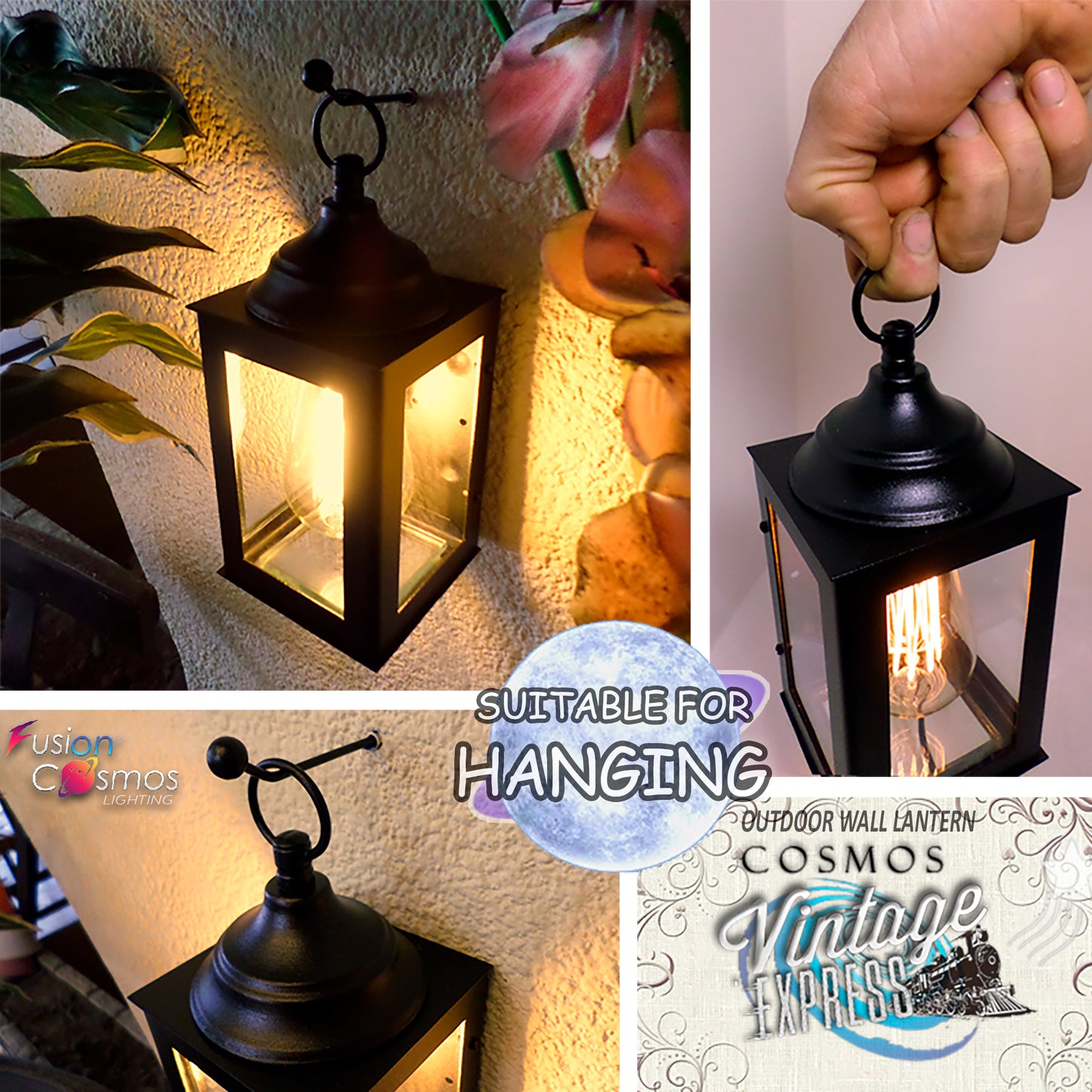 Vintage Lantern Wall Sconce Farmhouse Style Outdoor & Indoor - Iron Colonial Antique Design Lighting Patio Garden suitable Led Light Fixture