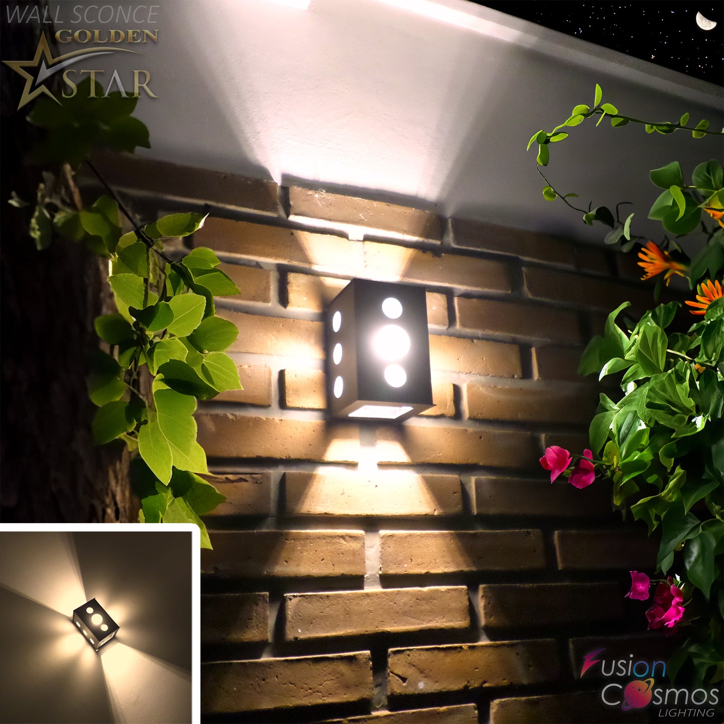 Outdoor Light Wall Lamp With 10 x-ray effects - Modern Waterprof Porch Garden Minimalist Sconce Adjustable Effect Suitable for led - Made Of Iron