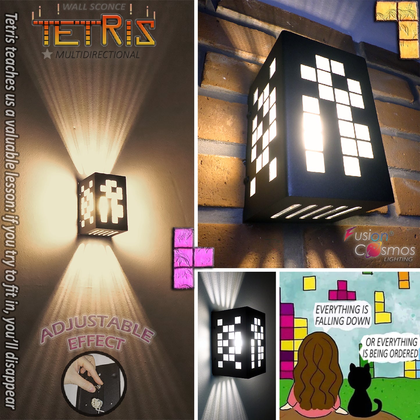 TETRIS Outdoor Wall Sconce PIXEL Design With 9 Adjustable Effects Modern Waterproof Light Fixture - Garden Spotlight Patio Lighting Apt Led