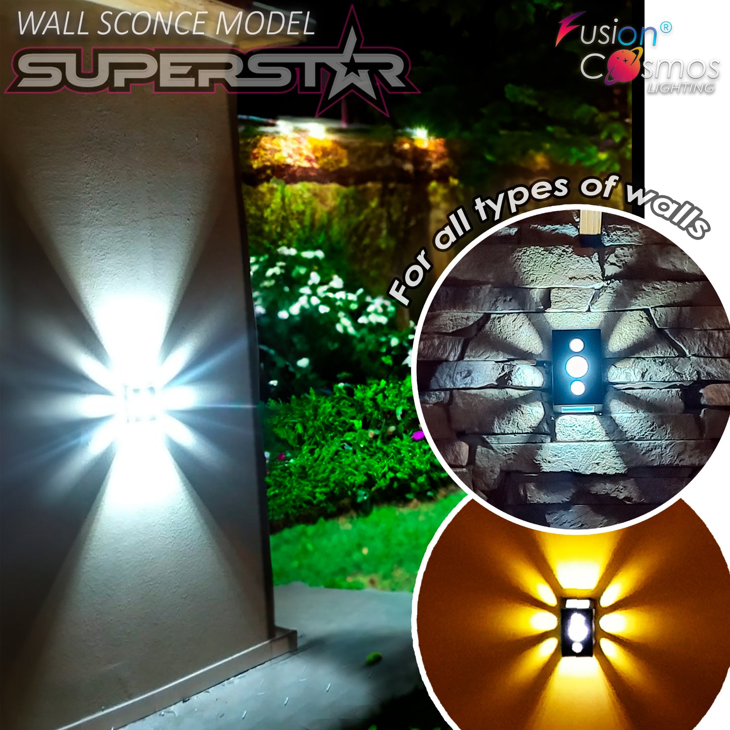 Stelar Effect Outdoor Wall Sconce FX Garden Light Lamp - Modern Waterproof Light Fixture Minimalist Art Decor Bar Suitable for Led - Lantern